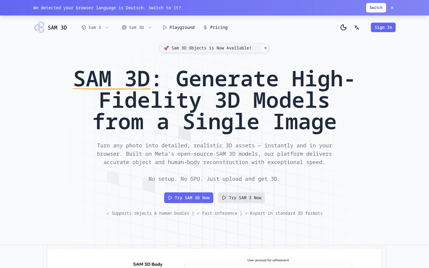 SAM 3D – Image to 3D Online